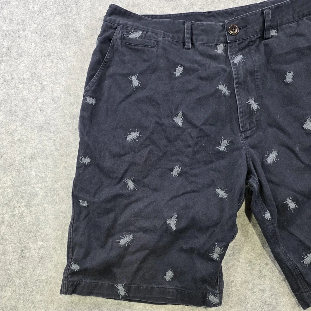Barbour Shorts Mens 38 Blue Chino Embroidered Bug Animal Print 11‎ Inseam Cotton